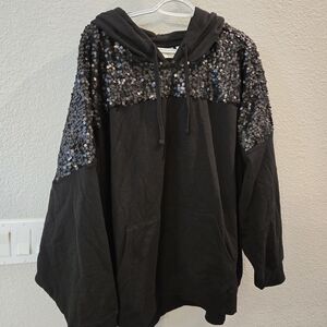 Torrid Black Sequin Embellished Hoodie